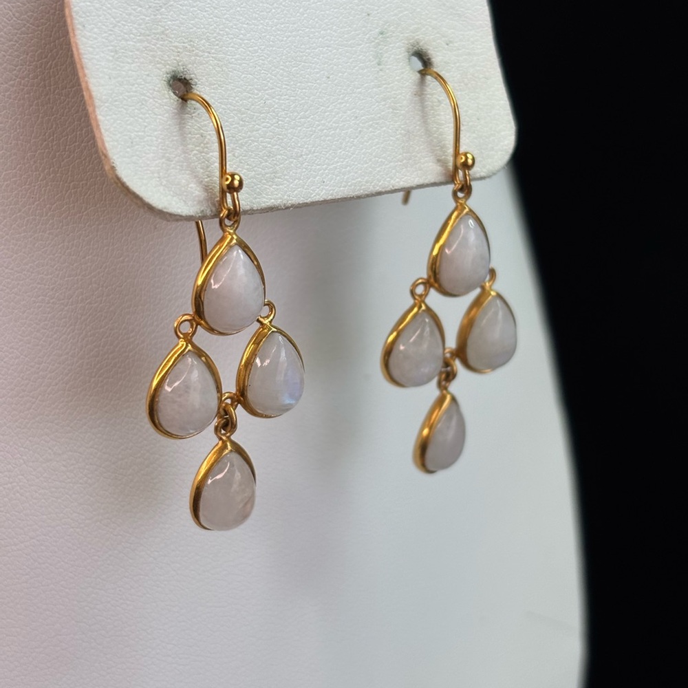 Classic Gold and White Teardrop Earrings
